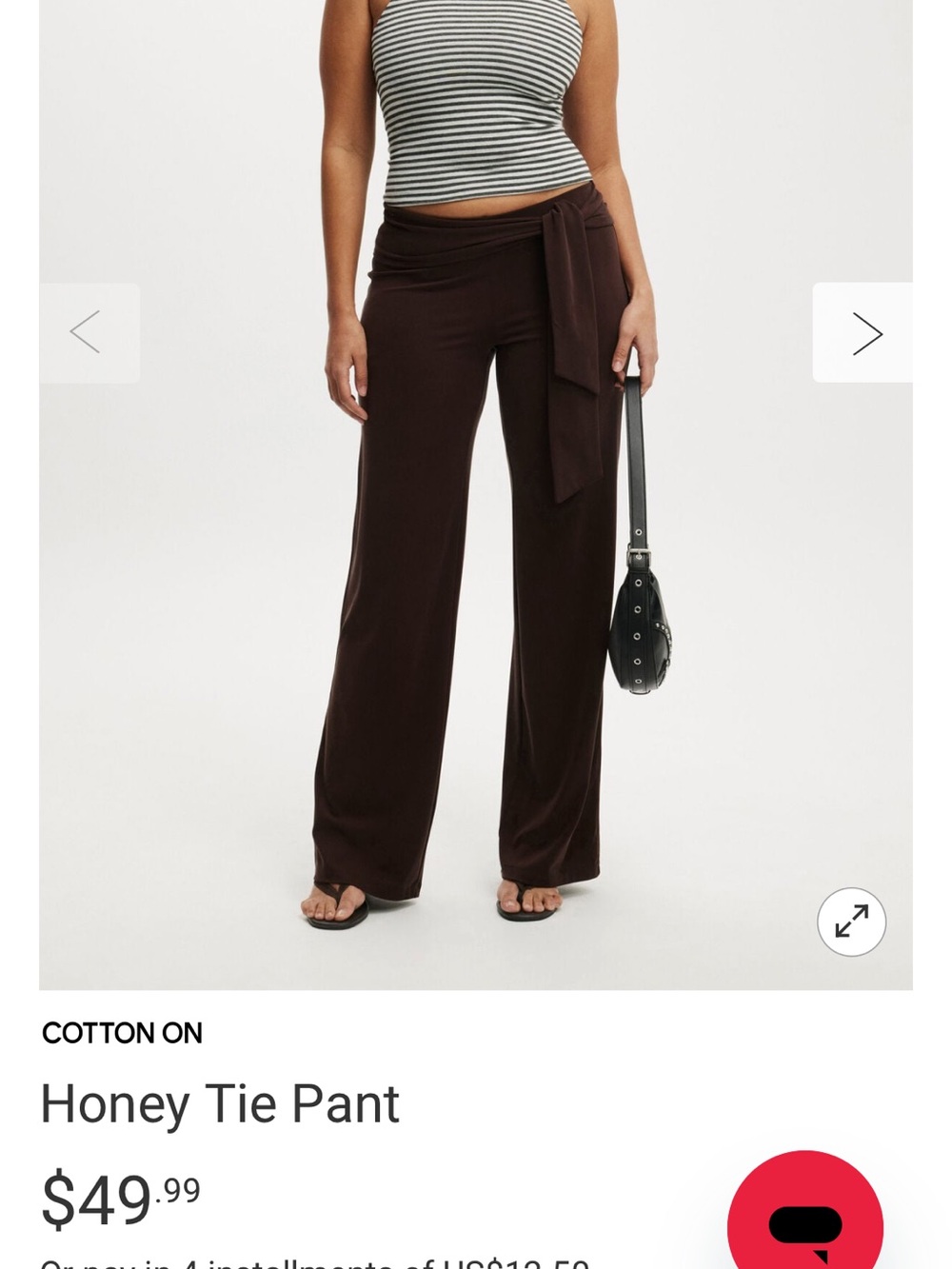 Cotton On Honey Tie Pant — Chocolate